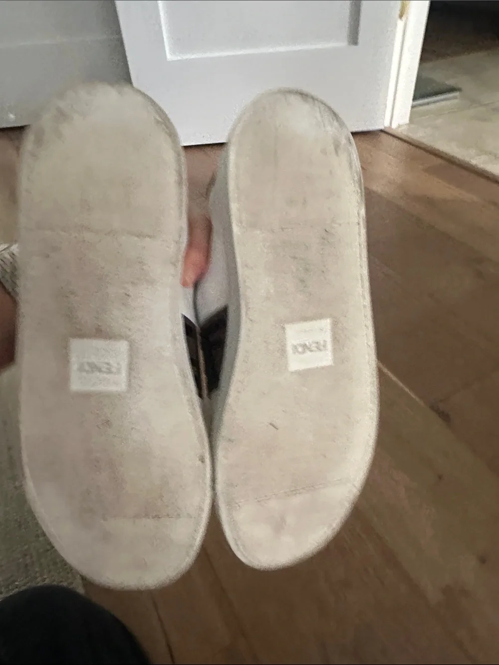 Fendi White Leather Sneakers with Brown FF Logo Strap and Gold Buckle